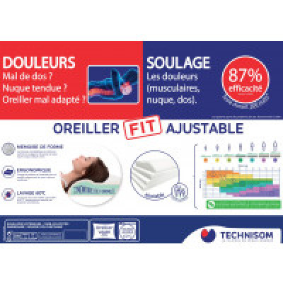 Oreiller 45x65cm  Ergonomique FIT Ajustable 