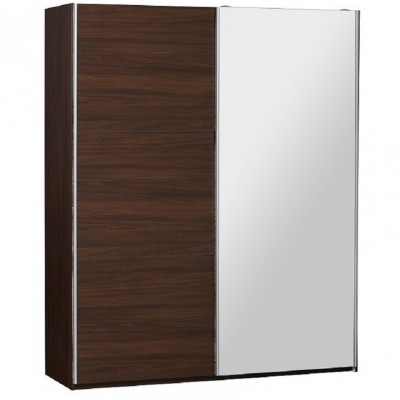 Armoire 150 GALA 2 portes coulissantes noyer/miroir