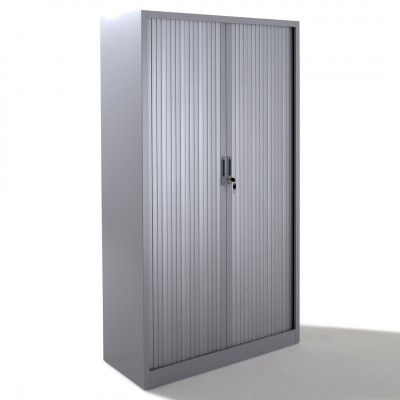 Armoire métal haute L120 H198 P45 cm 2 portes à rideaux BCH gris