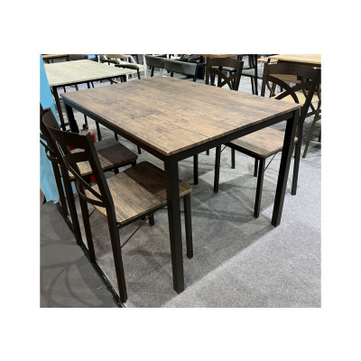 Ensemble Table + 4 chaises IZA décor teck et pieds marron