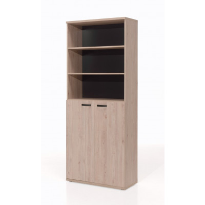 Armoire JANEIRO L90 H216 P40 cm haute 2 portes + étagères Chêne Humus