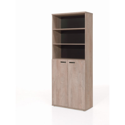 Armoire JANEIRO L90 H216 P40 cm haute 2 portes + étagères Chêne Humus