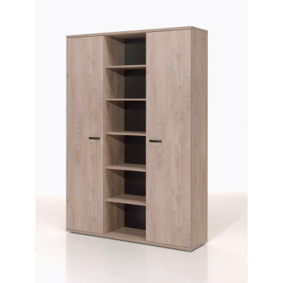 Buffet haut JANEIRO L160 H222 P40 cm cm 2 portes avec étagères Chêne Humus