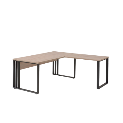 Bureau L180 + retour JANEIRO Métal H73 P180 Chêne Printemps/ Métal Noir