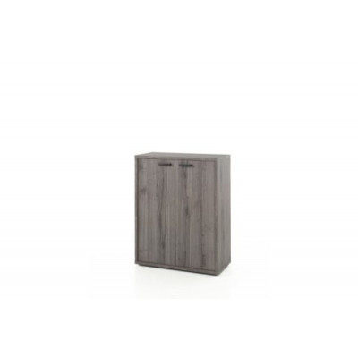 Armoire RONTO L90 H112 P40 cm basse 2 portes Gris