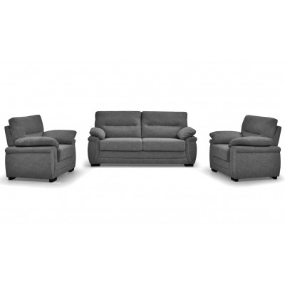 Salon 3 pièces OLINDA tissu Gris anthracite