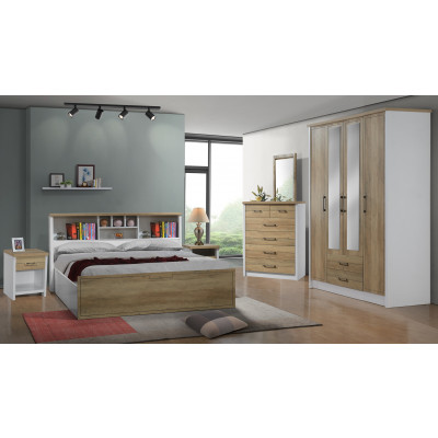 Chambre 4 Pièces  JULIE chêne doré et blanc