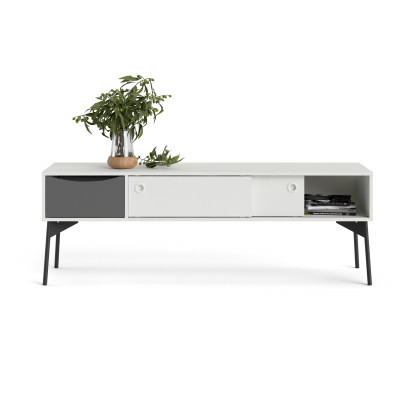Meuble TV  FUR 2 tiroir coulisse +1 Tiroir Blanc/Gris