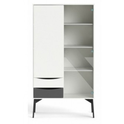 Vitrine FUR 2 Portes / 2 tiroir  Blanc/Gris