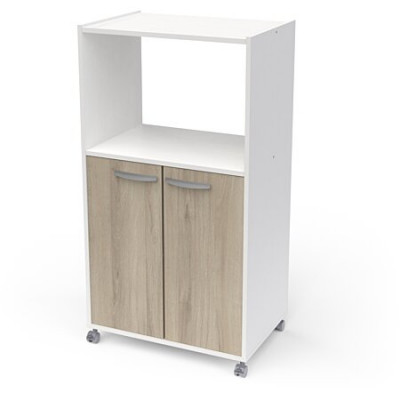 Desserte Micro ondes X-PRESS 2 portes et 1 niche chêne/blanc