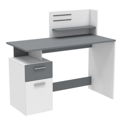 Bureau PLATON 1 porte 1 tiroir Blanc et gris