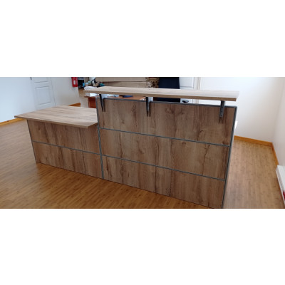 Banque d'accueil ROCK RECEPTION 1 Bureau droit haut L140 + bureau bas L120 cm