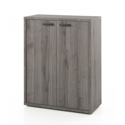 Armoire RONTO L90 H112 P40 cm basse 2 portes Gris