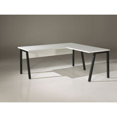 Bureau + Retour RONTO L180*180 H73 P80/66 cm Blanc