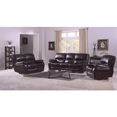 Salon ROLLAND 3+1+1 simili cuir marron AIR LEATHER