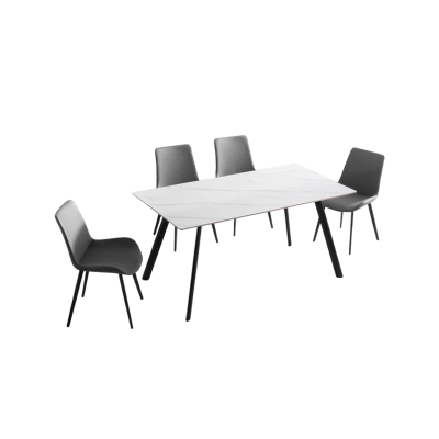 Ensemble Table + 4 SINTRA décor marbre blanc 