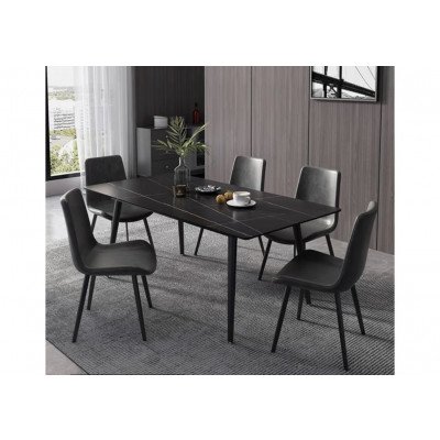 Ensemble Table + 6 SINTRA décor marbre NOIR