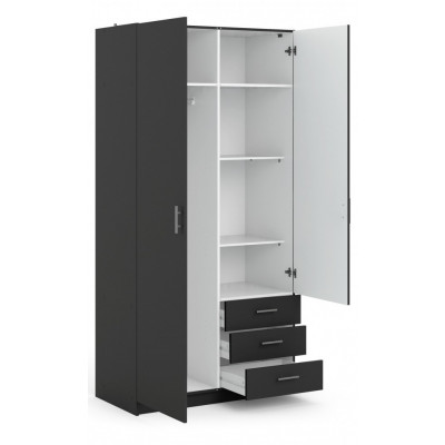 Armoire SPRINT Gris Anthracite 2 portes 3 tiroirs