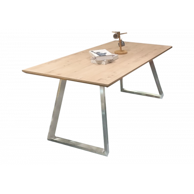 Table ELISE 180x90 cm noyer et métal brossé