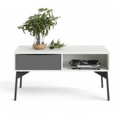 Table basse FUR 1 Tiroir / 1 niche Blanc/Gris