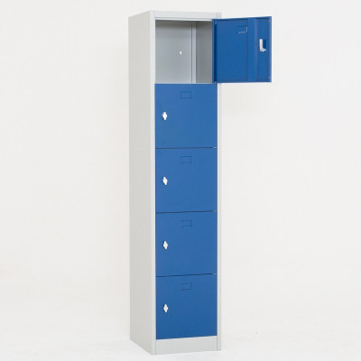 Vestiaire L40 H185 P50 cm multi cases mono bloc 5 cases bleu clair