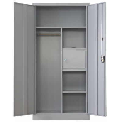 Vestiaire métallique L90 H185 P45 cm multi-fonctions 2 portes gris/gris (VD-2M)