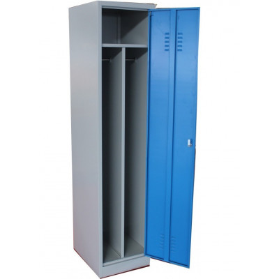 Vestiaire métallique L40 H185 P50 cm avec séparation 1 porte gris/bleu (VS-1S)