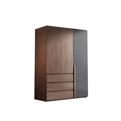 Armoire SUZY 3 portes décor noyer et gris